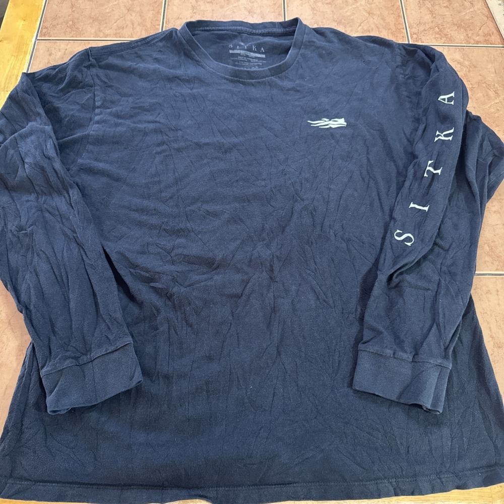 Sitka Gear T Shirt Mens Sz Large Black Long Sleeve Pima Cotton Logo Hunting